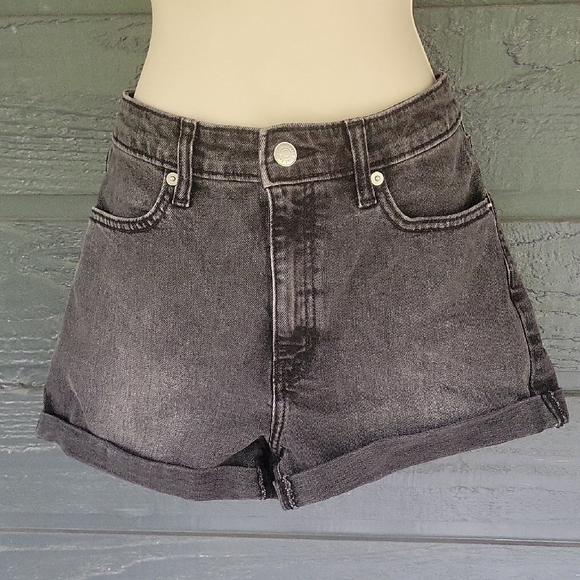 Women's Black Denim Shorts 8 - Picture 1 of 4